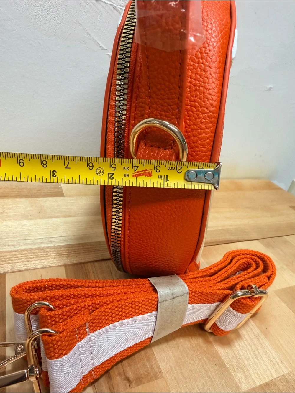 Stadium-Approved Orange Clear Football Helmet Crossbody Bag - Unbranded